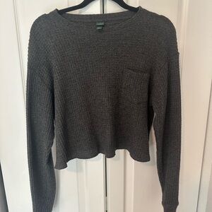 Gray Waffle Knit Sweater